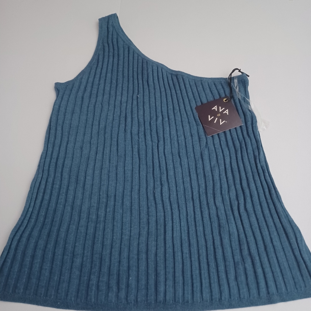 Ava & Viv Sleeveless Sweater One Shoulder Sz 1X